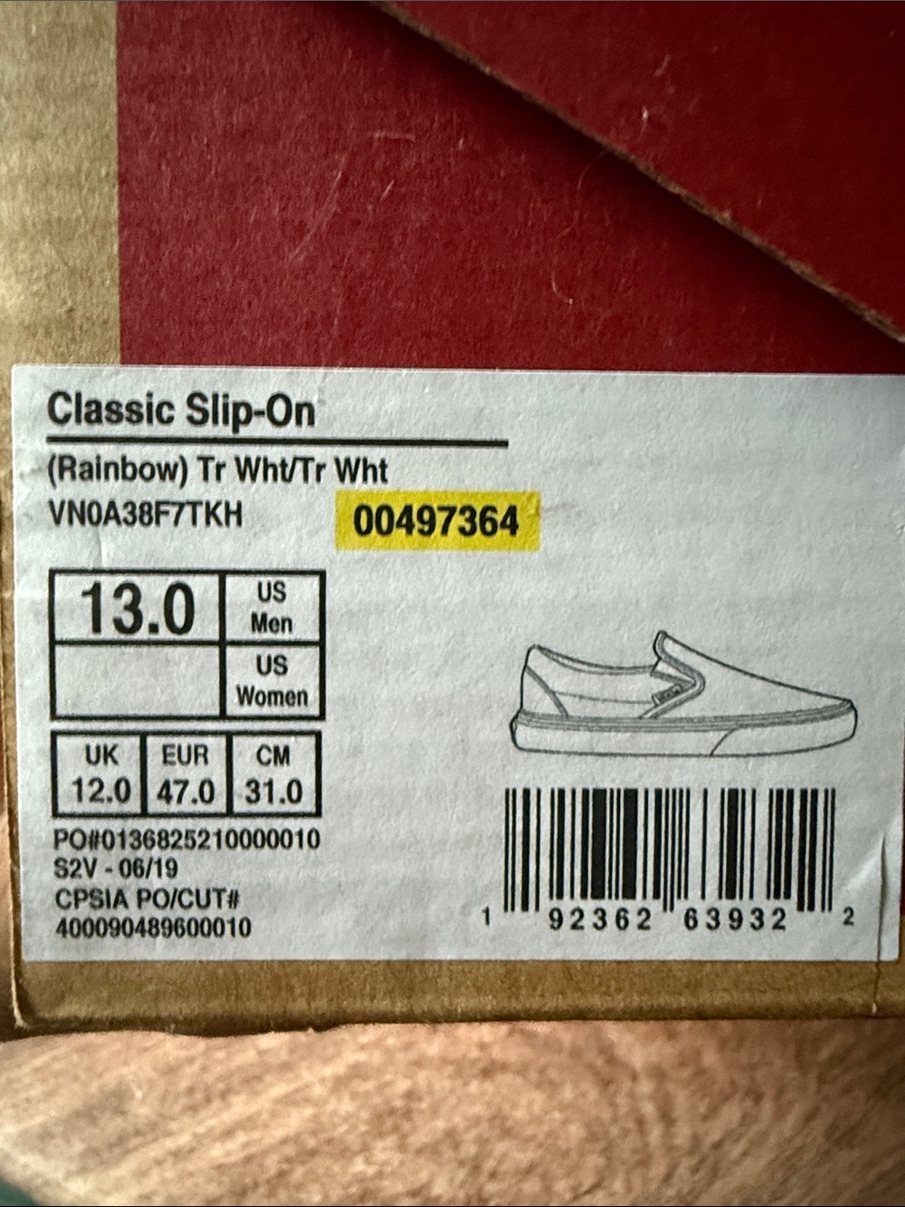 Vans Classic Slip-On in White with Rainbow Trim 2020 Pride Month limited edition - Picture 7 of 7